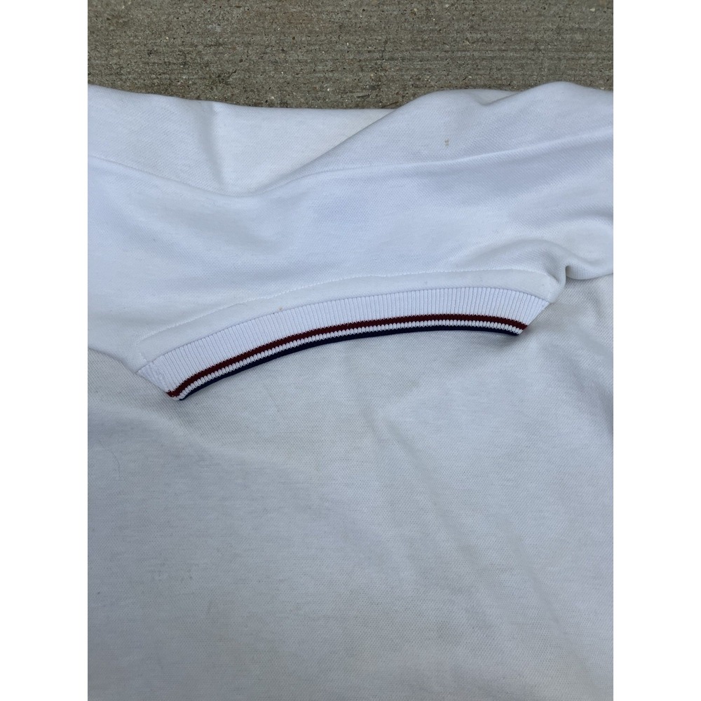 Vintage 70's Stan Smith Duofold White Tennis Polo Shirt Size Large Made In USA - Picture 8 of 11